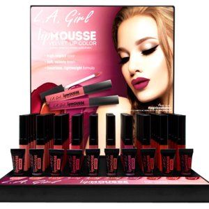 L.A. GIRL Lip Mousse Velvet Lip Color Display Set, 60 PCS